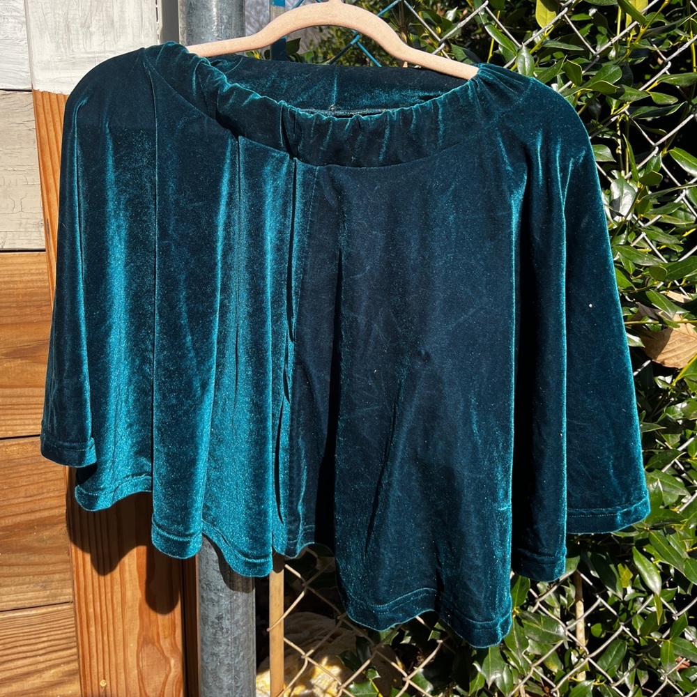 Vintage cyan blue velvet skirt